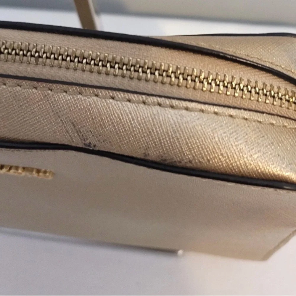 Michael Kors Jet Set Travel Metallic Gold Leather Crossbody Bag